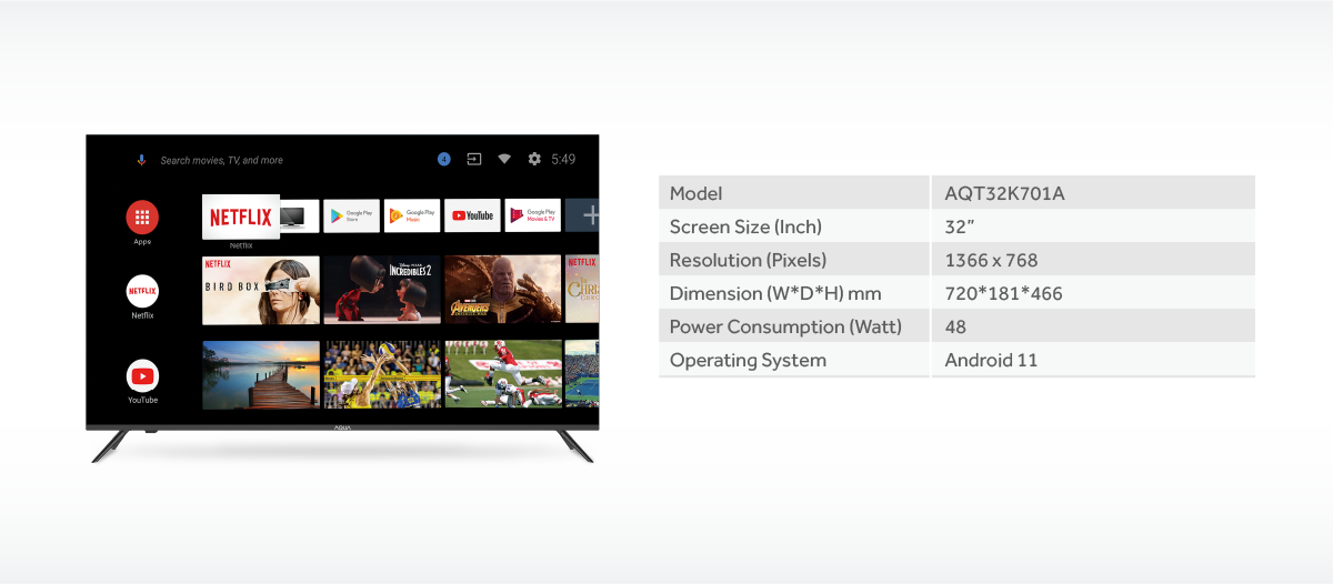 Smart TV AQUA Elektronik AQT32K701A